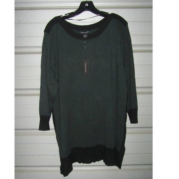 New 2X Plus Size Cable Gauge Green Sweater Tunic Length Womens top - Picture 1 of 4